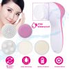 Facial Cleansing Brush Waterproof Face Spin Cleaning Brush with 5 Brush Heads Deep Cleansing Body Facial Brush Set for Gentle Exfoliating Removing Bla