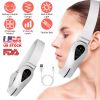 Double Chin Reducer Machine Electric Face Lift Device V Face Shaping Massager with Red Blue Light 4 Mode 3 Intensity Level Adjustable Belt