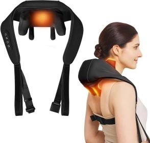 3D Neck and Shoulder Massager with Heat, Kneading Neck Massager for Pain Relief Deep Tissue, Rechargeable Cordless Electric Massage For Neck, Back