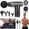 Percussion Massage Gun USB Type C Rechargeable Deep Tissue Vibration Massager Handheld Leg Body Cordless Massager w/ 4 Interchangeable Heads 8 Intensi