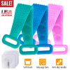 Silicone Back Scrubber Belt For Shower Exfoliating Foaming Body Wash Strap Brush Bristles Massage Dots W/ Adhesive Hook