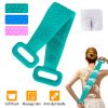 Silicone Back Scrubber Belt For Shower Exfoliating Foaming Body Wash Strap Brush Bristles Massage Dots W/ Adhesive Hook