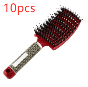 Hairbrush Anti Klit Brushy Haarborstel Women Detangler Hair Brush Bristle Nylon Scalp Massage  Teaser Hair Brush Comb (Option: Red-Brush-10pcs)