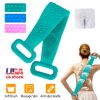 Silicone Back Scrubber Belt For Shower Exfoliating Foaming Body Wash Strap Brush Bristles Massage Dots W/ Adhesive Hook