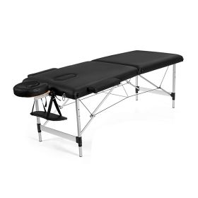 Portable Massage Table Adjustable Facial Salon Spa Bed (Color: Black, Type: Beauty & Health Supplies)