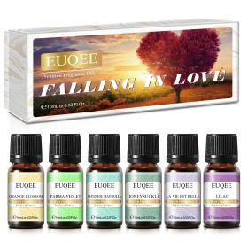 EUQEE 6PCS Fragrance Oil Gift Set For Diffuser Coffee Shop Bakery Harvest Spice Pumpkin Pie Sweet Fruit Aroma Essential Oils (NET WT: 10ml, Color: Falling in Love)