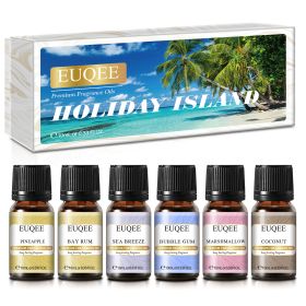 EUQEE 6PCS Fragrance Oil Gift Set For Diffuser Coffee Shop Bakery Harvest Spice Pumpkin Pie Sweet Fruit Aroma Essential Oils (NET WT: 10ml, Color: Holiday Island)