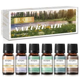 EUQEE 6PCS Fragrance Oil Gift Set For Diffuser Coffee Shop Bakery Harvest Spice Pumpkin Pie Sweet Fruit Aroma Essential Oils (NET WT: 10ml, Color: Nature Air)