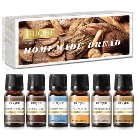 EUQEE 6PCS Fragrance Oil Gift Set For Diffuser Coffee Shop Bakery Harvest Spice Pumpkin Pie Sweet Fruit Aroma Essential Oils (NET WT: 10ml, Color: Homemade Bread)