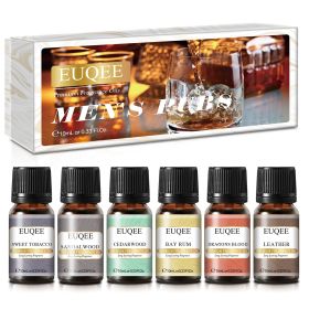 EUQEE 6PCS Fragrance Oil Gift Set For Diffuser Coffee Shop Bakery Harvest Spice Pumpkin Pie Sweet Fruit Aroma Essential Oils (NET WT: 10ml, Color: Men Pubs)