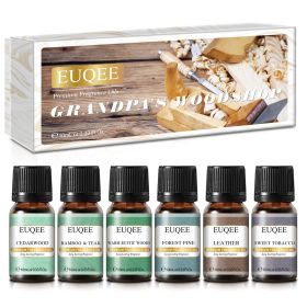 EUQEE 6PCS Fragrance Oil Gift Set For Diffuser Coffee Shop Bakery Harvest Spice Pumpkin Pie Sweet Fruit Aroma Essential Oils (NET WT: 10ml, Color: Grandpa Woodshop)