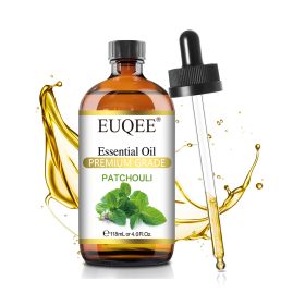 EUQEE 118ML Essential Oils with Glass Dropper|Aromatherapy, Humidifier, DIY Soap Jasmine Eucalyptus Vanilla Peppermint Aroma Oils (NET WT: 118ml, Color: Patchouli)