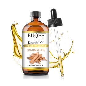 EUQEE 118ML Essential Oils with Glass Dropper|Aromatherapy, Humidifier, DIY Soap Jasmine Eucalyptus Vanilla Peppermint Aroma Oils (NET WT: 118ml, Color: Sandalwood)