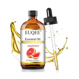 EUQEE 118ML Essential Oils with Glass Dropper|Aromatherapy, Humidifier, DIY Soap Jasmine Eucalyptus Vanilla Peppermint Aroma Oils (NET WT: 118ml, Color: Grapefruit)