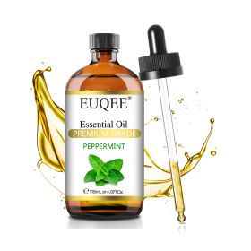 EUQEE 118ML Essential Oils with Glass Dropper|Aromatherapy, Humidifier, DIY Soap Jasmine Eucalyptus Vanilla Peppermint Aroma Oils (NET WT: 118ml, Color: Peppermint)