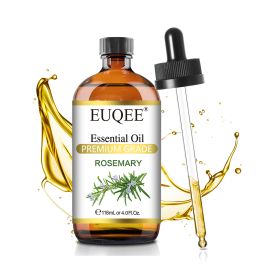 EUQEE 118ML Essential Oils with Glass Dropper|Aromatherapy, Humidifier, DIY Soap Jasmine Eucalyptus Vanilla Peppermint Aroma Oils (NET WT: 118ml, Color: Rosemary)