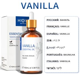 HIQILI 100ML Lavender Jasmine Rose Vanilla Mint Eucalyptus Lemon Essential Oils for Diffuser, Humidifier, Massage, Skin, Hair (NET WT: 100ml, Color: Vanilla)