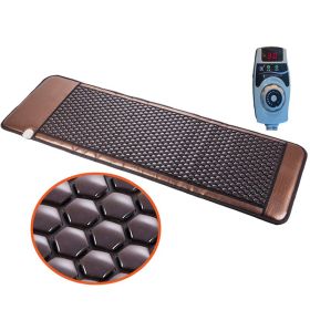 Far Infrared Heating Pads Natural Tourmaline Mattress Germanium Stone Heating Mat for Back Pain Relief with Controller Show Temp (Plug Type: EU Plug, Color: Brown)