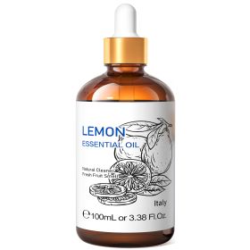 HIQILI Spearmint Vanilla Rose Cinnamon Lemon Essential Oils,100ML Pure Oil for Diffuser, Humidifier, Massage Muscle Relief Bath (NET WT: 100ml, Color: Lemon)