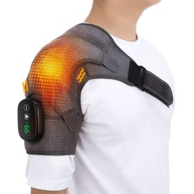 Heating Massage Device Infrared Therapy Vibration Electric Shoulder Massager Wrap Belt For Neck Back Body Arthritis Relief Pain (Color: Gray)