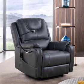 Liyasi Zero Gravity Power Recliner with comfortable lying degree, Massage, Heating and Phone Holder, Side Pockets, USB Charge Ports (Color: as Pic)