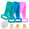 Silicone Back Scrubber Belt For Shower Exfoliating Foaming Body Wash Strap Brush Bristles Massage Dots W/ Adhesive Hook