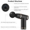 Percussion Massage Gun USB Type C Rechargeable Deep Tissue Vibration Massager Handheld Leg Body Cordless Massager with 4 Interchangeable Heads 8 Inten