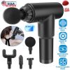 Percussion Massage Gun Rechargeable Deep Tissue Vibration Massager Handheld Leg Body Cordless Massager w/ 4 Interchangeable Heads 6 Intensity